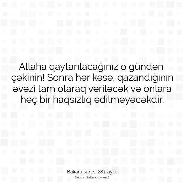 Ayetbul | Kuran Mealleri | Quran | Bakara suresi 281. ayet