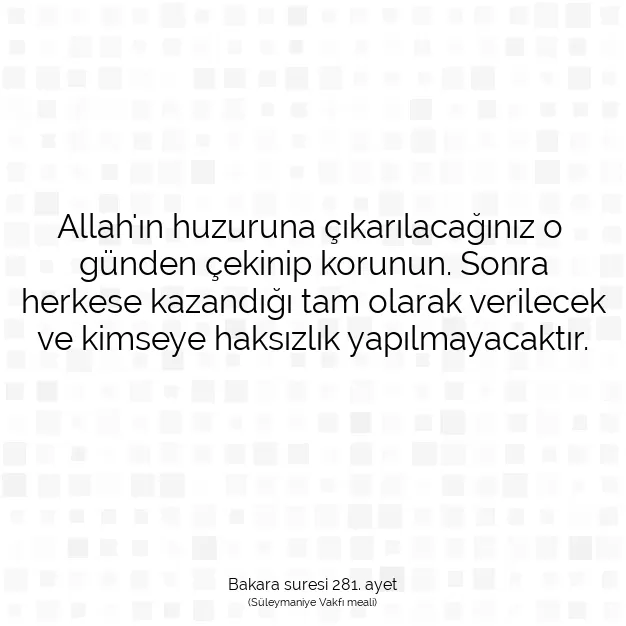 Ayetbul | Kuran Mealleri | Quran | Bakara suresi 281. ayet