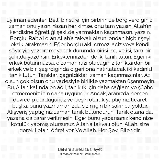 Ayetbul | Kuran Mealleri | Quran | Bakara suresi 282. ayet