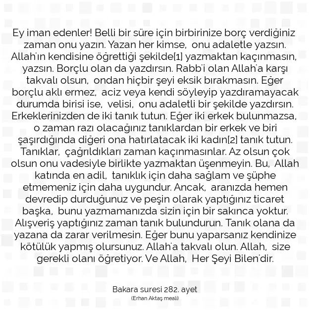 Ayetbul | Kuran Mealleri | Quran | Bakara suresi 282. ayet