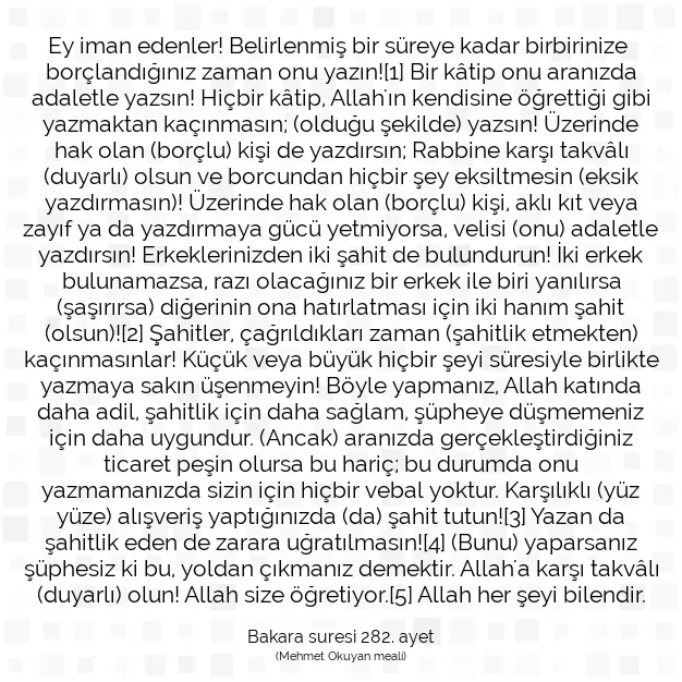 Ayetbul | Kuran Mealleri | Quran | Bakara suresi 282. ayet