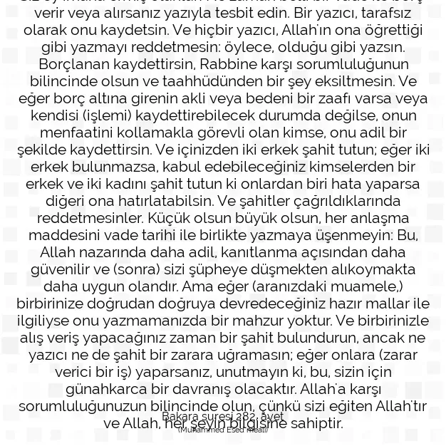 Ayetbul | Kuran Mealleri | Quran | Bakara suresi 282. ayet