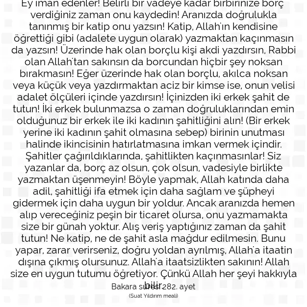 Ayetbul | Kuran Mealleri | Quran | Bakara suresi 282. ayet