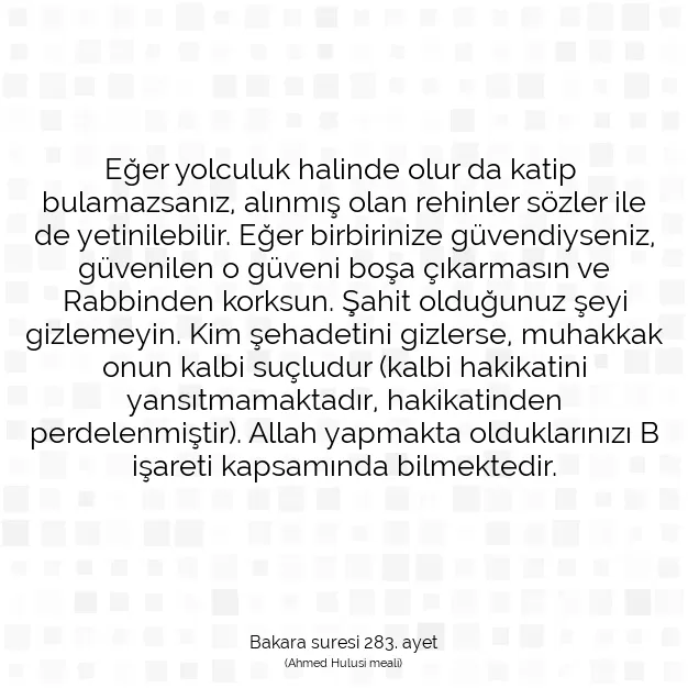 Ayetbul | Kuran Mealleri | Quran | Bakara suresi 283. ayet