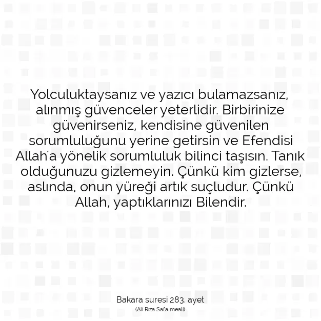 Ayetbul | Kuran Mealleri | Quran | Bakara suresi 283. ayet