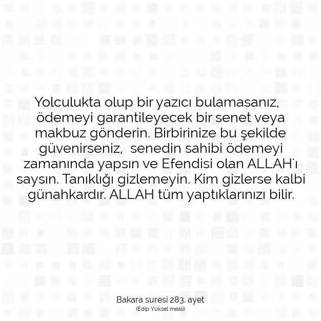 Ayetbul | Kuran Mealleri | Quran | Bakara suresi 283. ayet