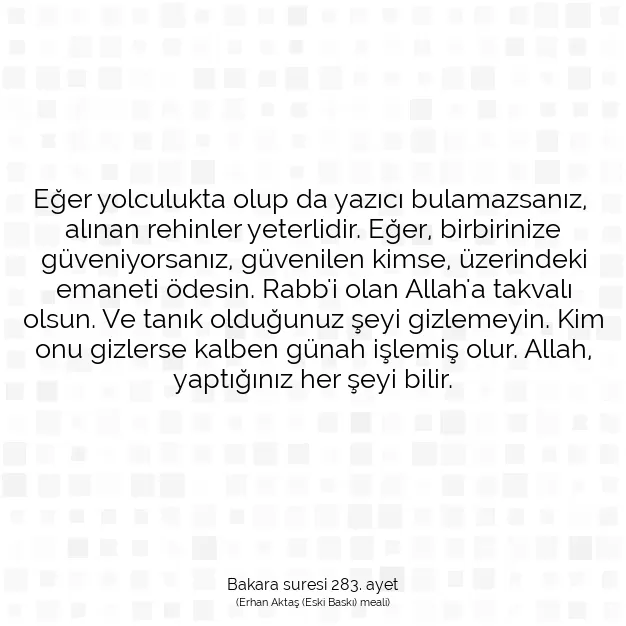 Ayetbul | Kuran Mealleri | Quran | Bakara suresi 283. ayet