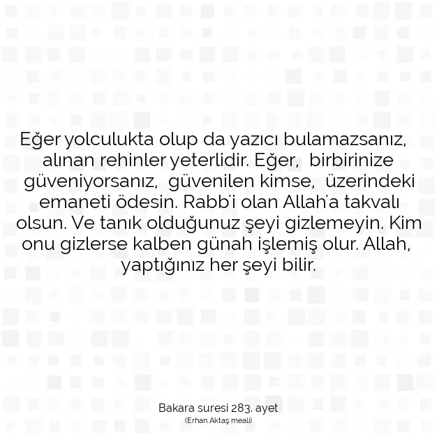 Ayetbul | Kuran Mealleri | Quran | Bakara suresi 283. ayet