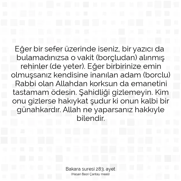 Ayetbul | Kuran Mealleri | Quran | Bakara suresi 283. ayet