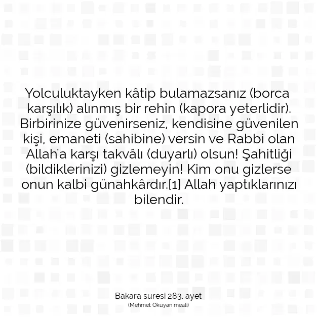 Ayetbul | Kuran Mealleri | Quran | Bakara suresi 283. ayet