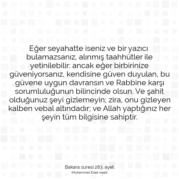 Ayetbul | Kuran Mealleri | Quran | Bakara suresi 283. ayet