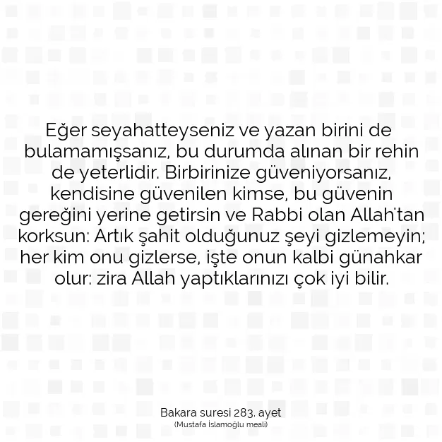 Ayetbul | Kuran Mealleri | Quran | Bakara suresi 283. ayet