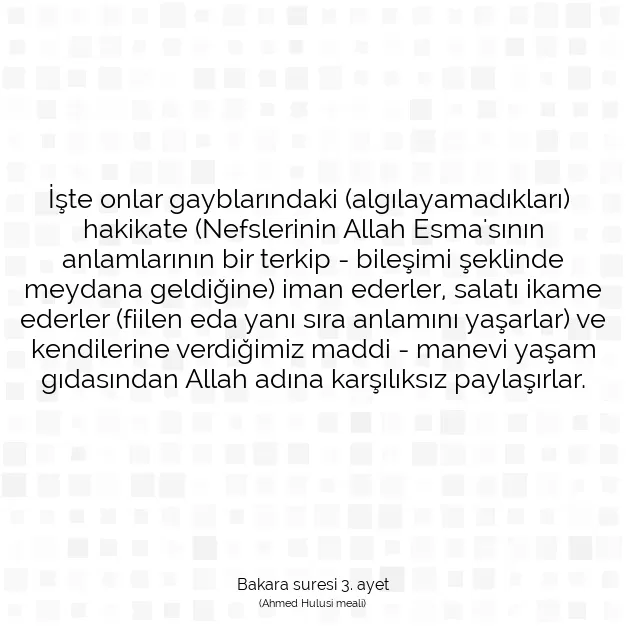 Ayetbul | Kuran Mealleri | Quran | Bakara suresi 3. ayet