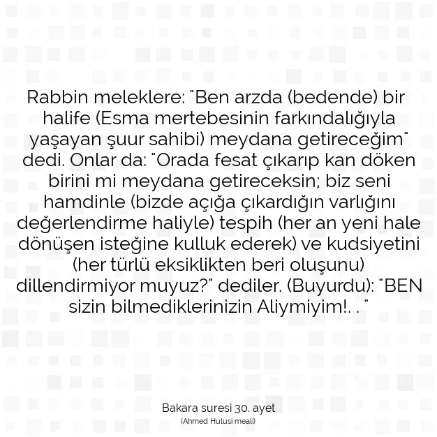 Ayetbul | Kuran Mealleri | Quran | Bakara suresi 30. ayet