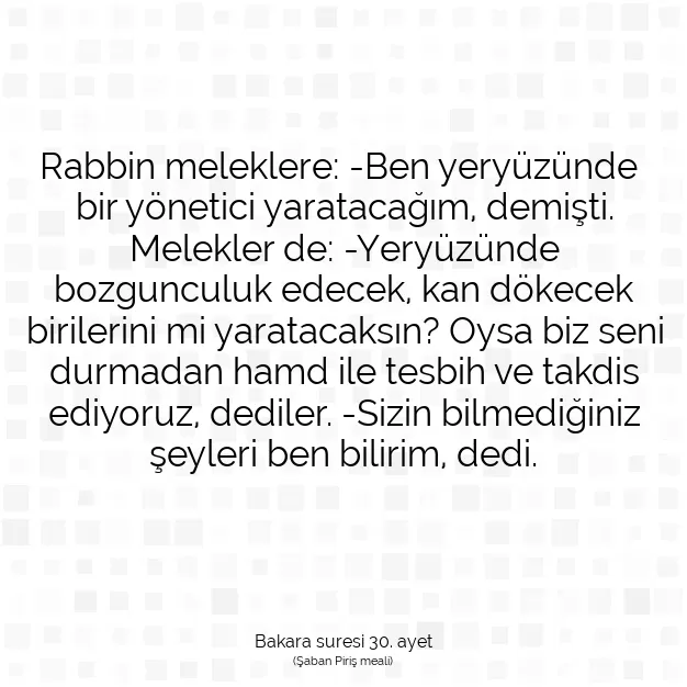 Ayetbul | Kuran Mealleri | Quran | Bakara suresi 30. ayet