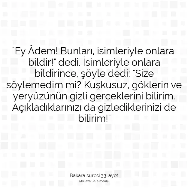 Ayetbul | Kuran Mealleri | Quran | Bakara suresi 33. ayet