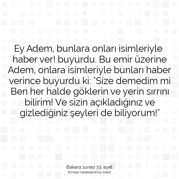 Ayetbul | Kuran Mealleri | Quran | Bakara suresi 33. ayet