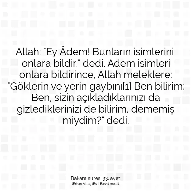 Ayetbul | Kuran Mealleri | Quran | Bakara suresi 33. ayet