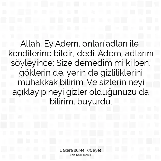 Ayetbul | Kuran Mealleri | Quran | Bakara suresi 33. ayet