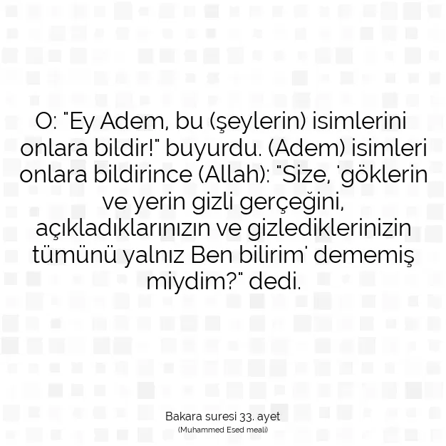 Ayetbul | Kuran Mealleri | Quran | Bakara suresi 33. ayet