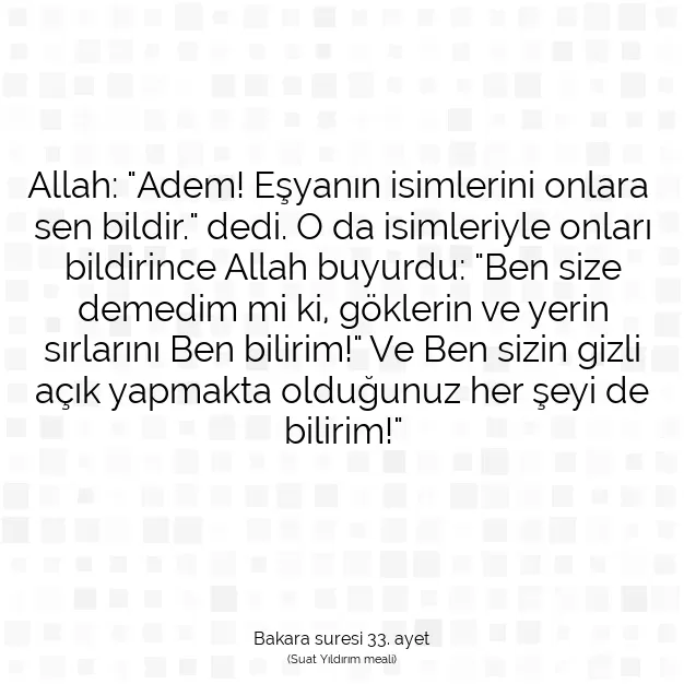 Ayetbul | Kuran Mealleri | Quran | Bakara suresi 33. ayet