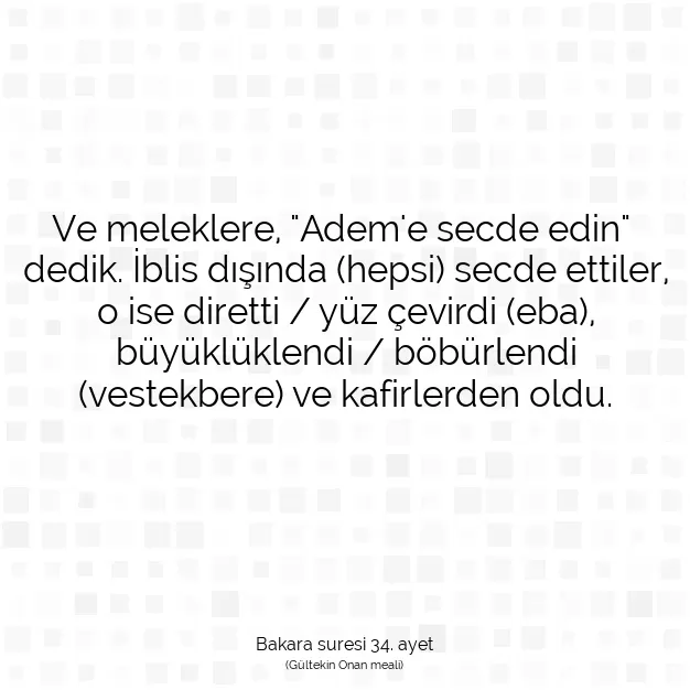 Ayetbul | Kuran Mealleri | Quran | Bakara suresi 34. ayet