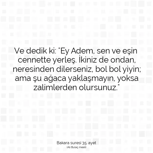 Ayetbul | Kuran Mealleri | Quran | Bakara suresi 35. ayet