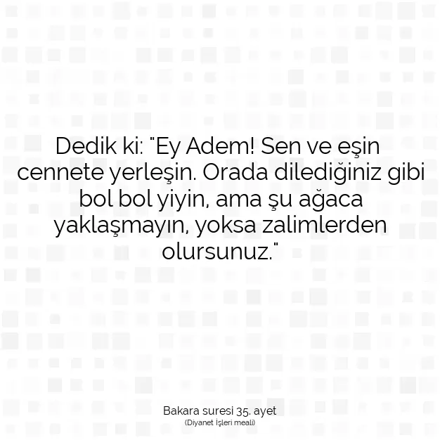 Ayetbul | Kuran Mealleri | Quran | Bakara suresi 35. ayet