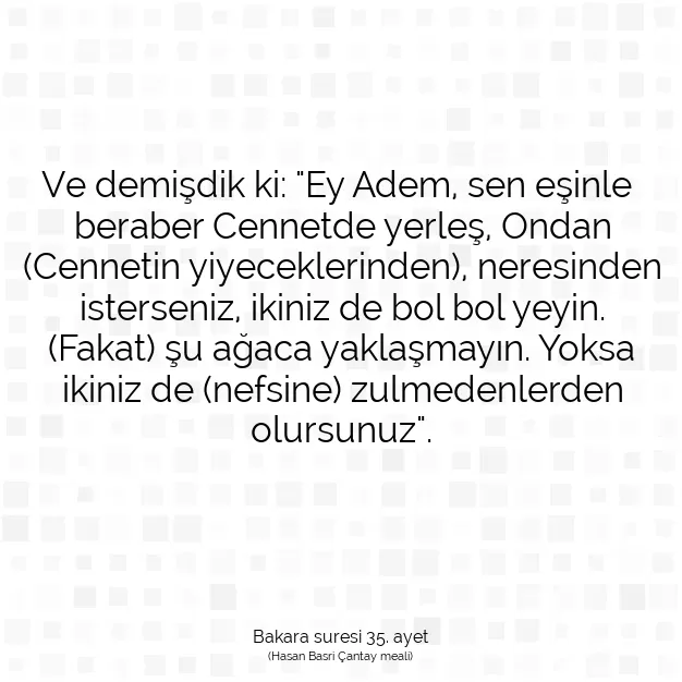 Ayetbul | Kuran Mealleri | Quran | Bakara suresi 35. ayet