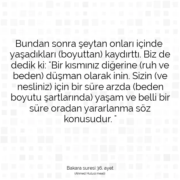 Ayetbul | Kuran Mealleri | Quran | Bakara suresi 36. ayet