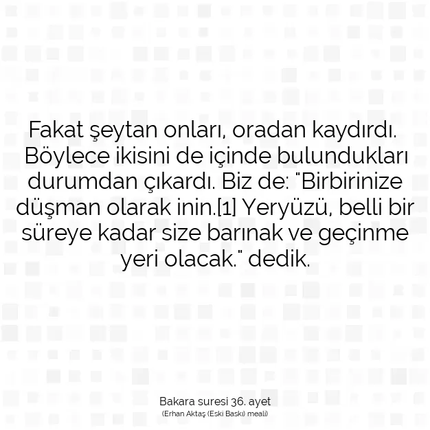 Ayetbul | Kuran Mealleri | Quran | Bakara suresi 36. ayet