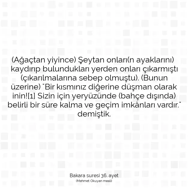 Ayetbul | Kuran Mealleri | Quran | Bakara suresi 36. ayet