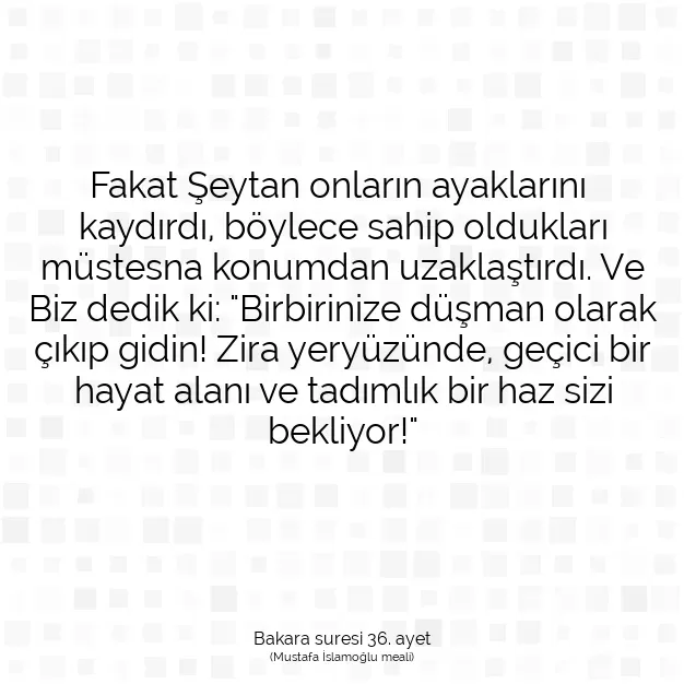 Ayetbul | Kuran Mealleri | Quran | Bakara suresi 36. ayet