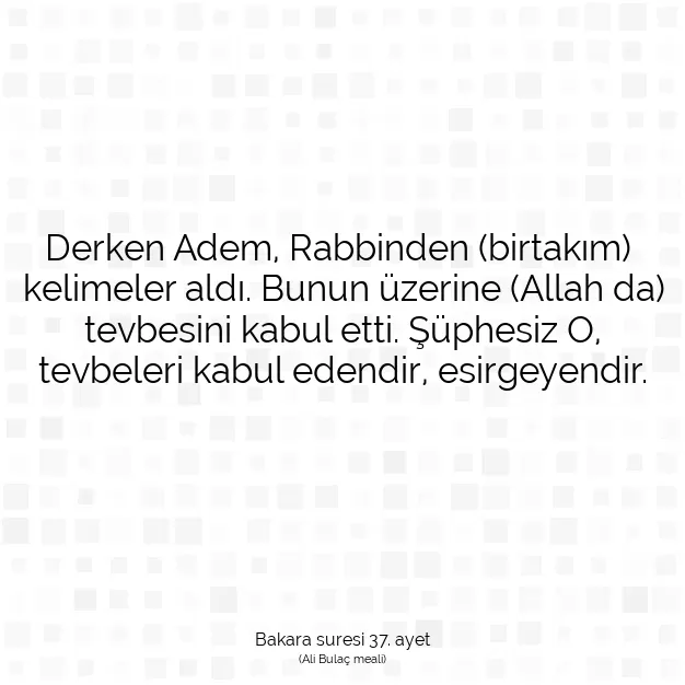 Ayetbul | Kuran Mealleri | Quran | Bakara suresi 37. ayet