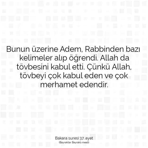 Ayetbul | Kuran Mealleri | Quran | Bakara suresi 37. ayet