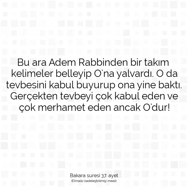 Ayetbul | Kuran Mealleri | Quran | Bakara suresi 37. ayet