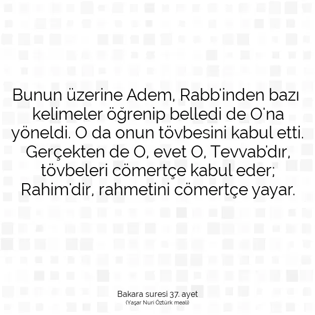 Ayetbul | Kuran Mealleri | Quran | Bakara suresi 37. ayet