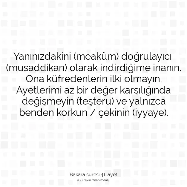 Ayetbul | Kuran Mealleri | Quran | Bakara suresi 41. ayet