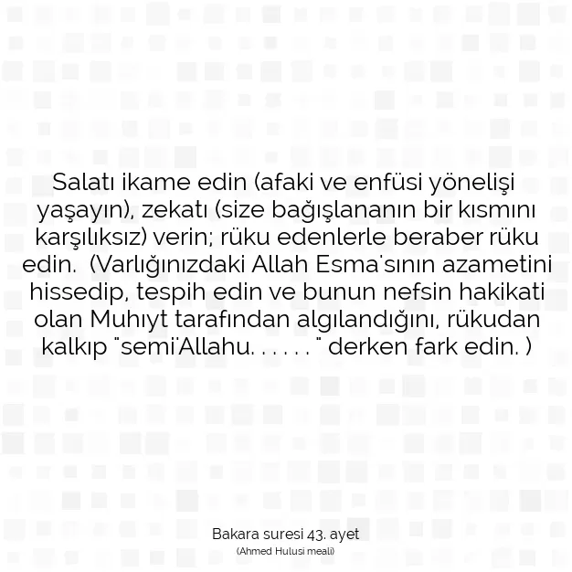 Ayetbul | Kuran Mealleri | Quran | Bakara suresi 43. ayet