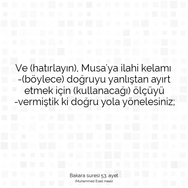 Ayetbul | Kuran Mealleri | Quran | Bakara suresi 53. ayet