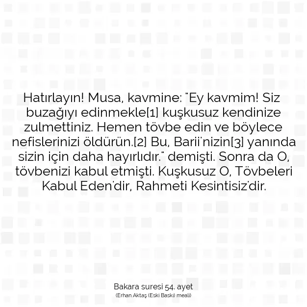 Ayetbul | Kuran Mealleri | Quran | Bakara suresi 54. ayet