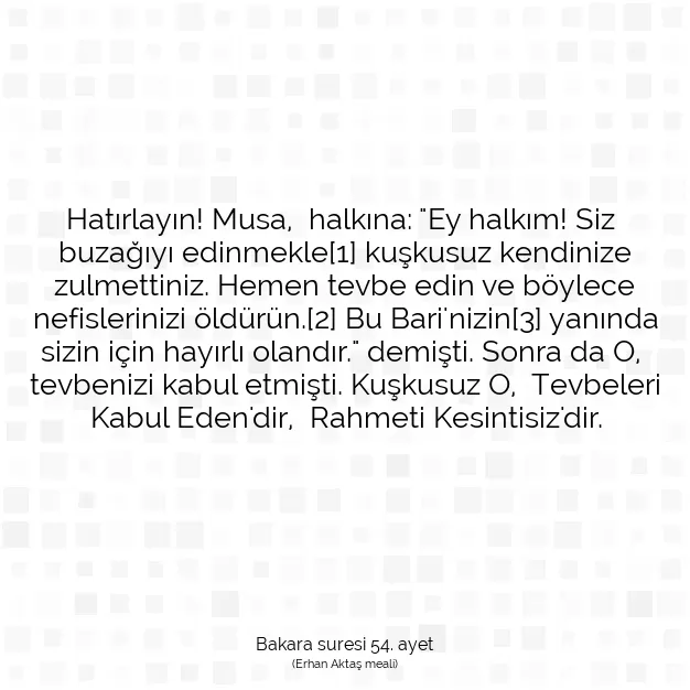 Ayetbul | Kuran Mealleri | Quran | Bakara suresi 54. ayet