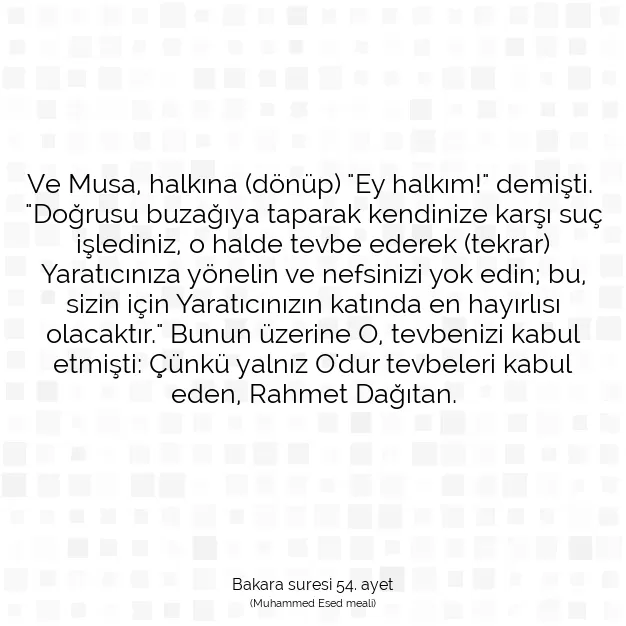 Ayetbul | Kuran Mealleri | Quran | Bakara suresi 54. ayet