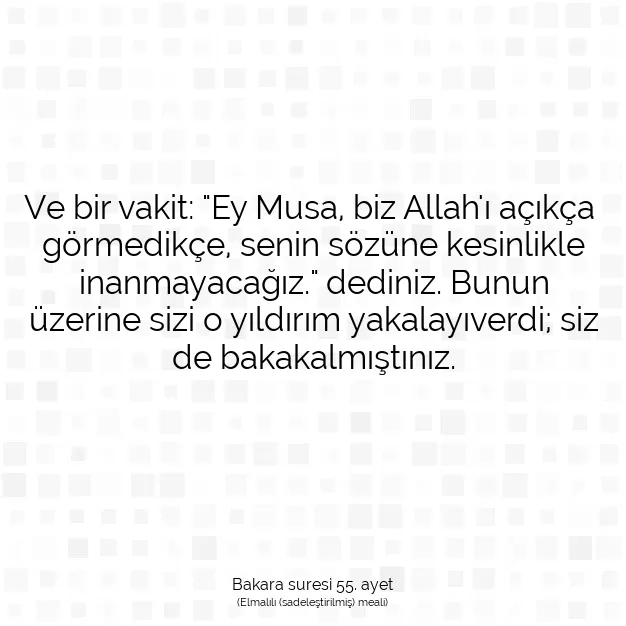 Ayetbul | Kuran Mealleri | Quran | Bakara suresi 55. ayet