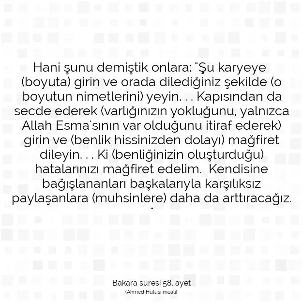 Ayetbul | Kuran Mealleri | Quran | Bakara suresi 58. ayet