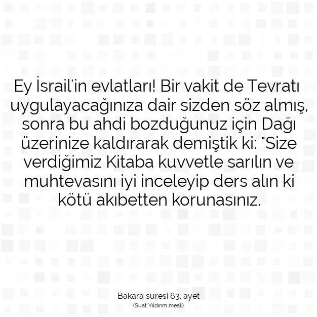 Ayetbul | Kuran Mealleri | Quran | Bakara suresi 63. ayet