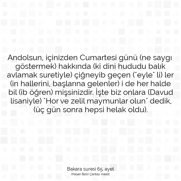 Ayetbul | Kuran Mealleri | Quran | Bakara suresi 65. ayet