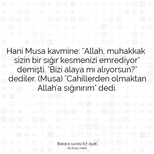 Ayetbul | Kuran Mealleri | Quran | Bakara suresi 67. ayet