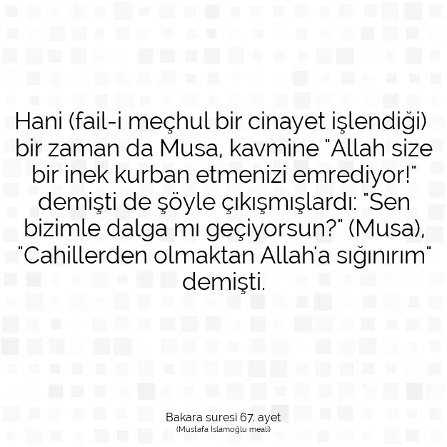 Ayetbul | Kuran Mealleri | Quran | Bakara suresi 67. ayet