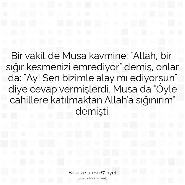 Ayetbul | Kuran Mealleri | Quran | Bakara suresi 67. ayet